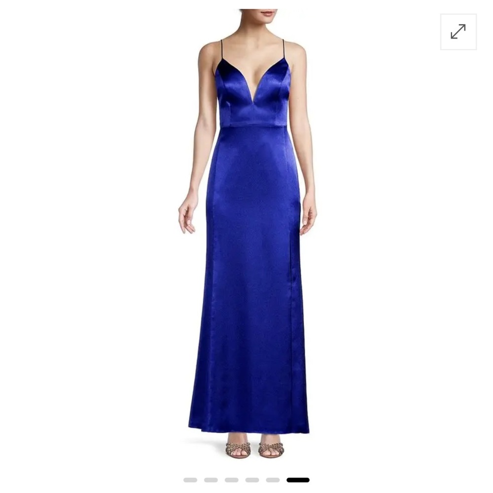 Aidan Mattox Liquid Satin Sapphire Gown - Picture 5 of 6